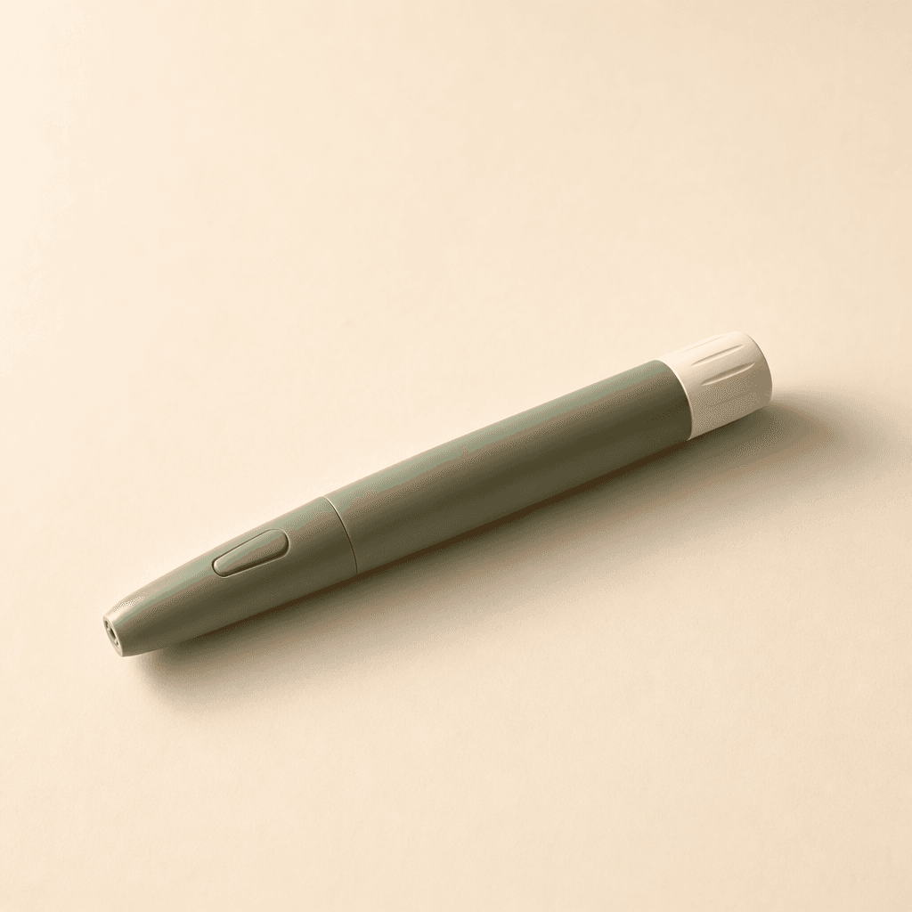 A sage-green compounded GLP-1 injection pen